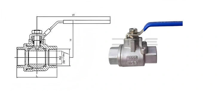 2PC Threaded Ball Valve 2000WOG